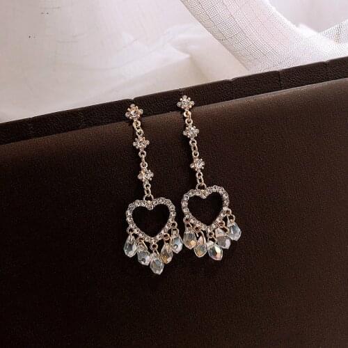 Vintage Crystal Water Drop Women Dangle Earrings Loving Water Drip Sulphur Earrings Bohemian Drop Earrings