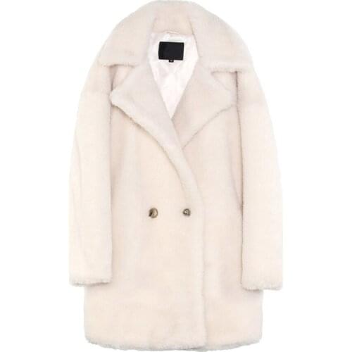 2020 Turn Down Collar Genuine Wool Tops Lambswool Jacket Women Warm Winter Coat Casaco Feminino