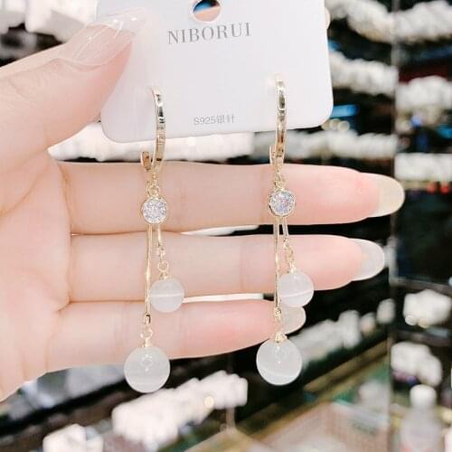 2021 hot sale new S925 silver needle Korean pearl crystal fashion earrings temperament high quality net red earrings women whole