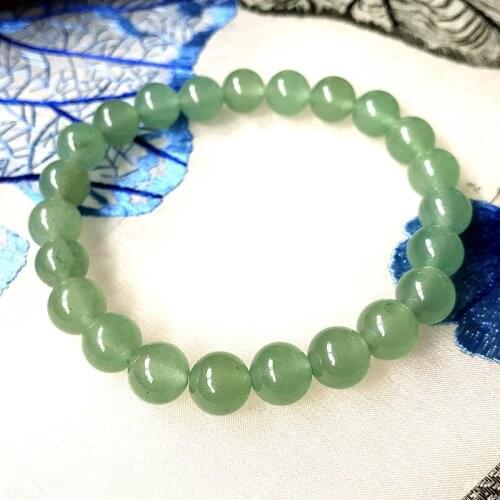Women Bracelet Green Jades 8 mm Round beads 18-19 cm Girl Bangle Nature Stone Jewelry Not Glass Not Hot Sale