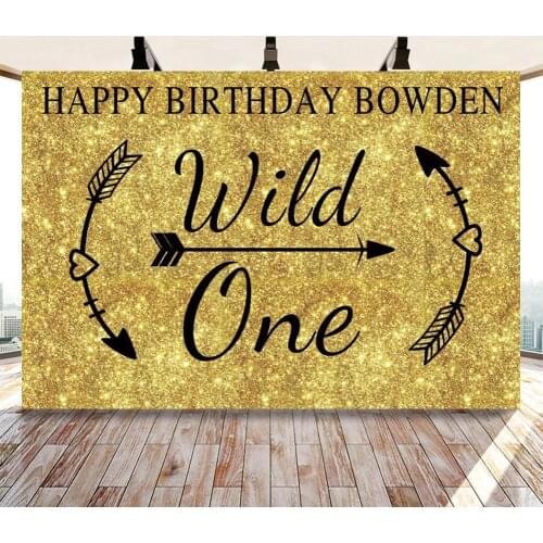 Golden Glitter Board Wild One Photo Background Happy Birthday Kids Cake Table Decor For Party Backdrops Photography