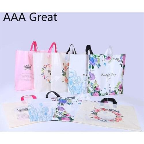 100pcs/Lot Plastic Shopping Bags With Handle Plastic Jewelry Pouch Packing Gift Carrier Bags Handle Clothing Bags Shop