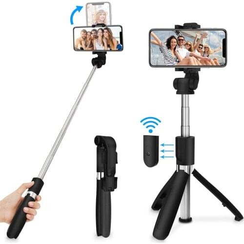 3-in-1 Multifunctional Extendable Bluetooth Selfie Stick Tripod with Detachable Wireless Remote Compatible all Smartphones
