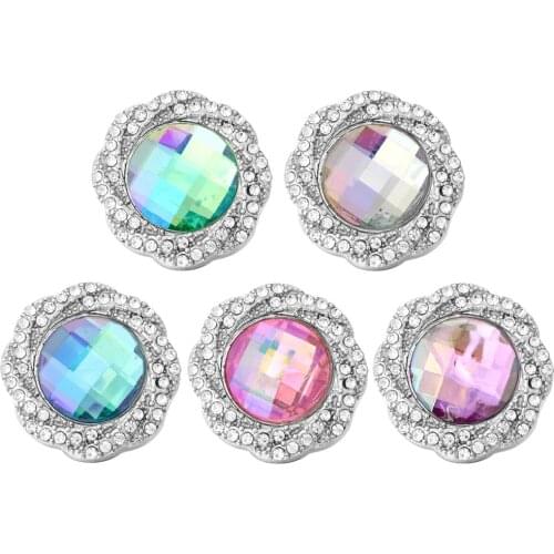 5pcs/lot New 18mm Snap Buttons Jewelry Rhinestone Flower 18mm Snaps Jewelry Fit Snap Bracelets Women Jewelry