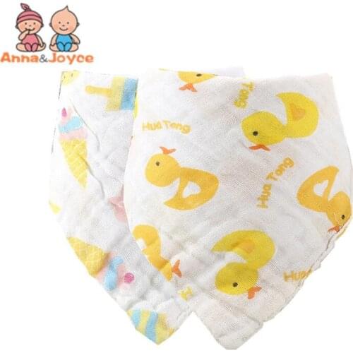 5pc/Lot Triangular Scarf Cartoon Baby Pure Cotton Gauze Bibs Newborn Wash Towel