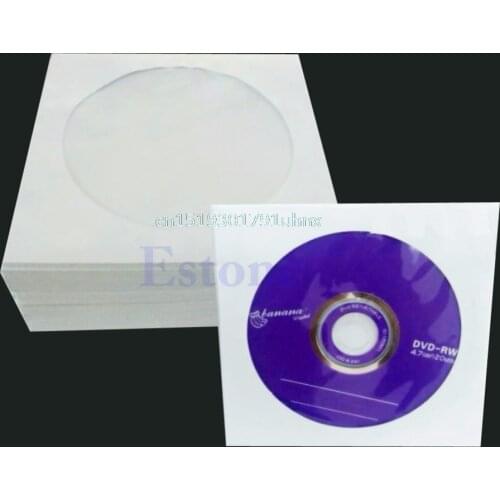 50/100pcs 5inch CD DVD Disc Paper Sleeves Envelopes Storage Clear Window Case Flap