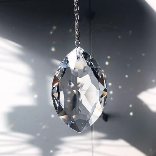 75mm Oval Transparent Crystal Chandelier Accessory Sun Catcher Capture Rainbow Prism Chandelier DIY Curtain Jewelry Accessory