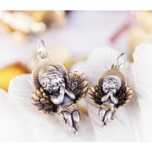 925 Sterling Silver artisan Charms Little Angel God of Love Collection High Details Cupid Pendant A5270