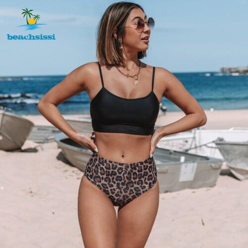 Beachsissi High Waist Bikinis Sexy Leopard Swimsuits Women 2021 Swimwear Bikini Set Two Pieces Beachwear Bathing Suit for Female