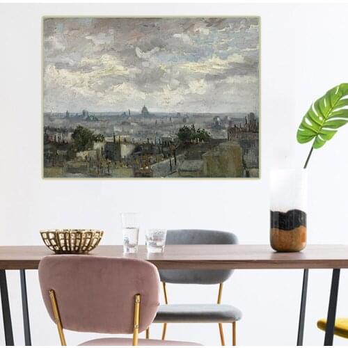 Citon Van Gogh《View of Paris》Canvas Art Oil Painting Famous Artwork Poster Picture Wall Decor Home Living room Decoration
