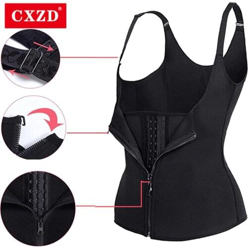 CXZD Womens Waist Trainer Corset Vest Slimming Body Shaper Cincher with Zipper & Adjustable Straps for Weight Loss
