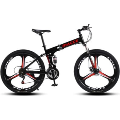 26 Inch Mountain Folding Bicycle 24 Speed One Wheel Double Shock Absorbing Adult Mens and Womens Cycling