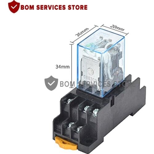HH52P MY2NJ Relay Coil General DPDT Micro Mini Electromagnetic Relay Switch with Socket Base MY2P LED AC 110V 220V DC 12V 24V