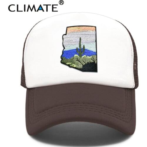 CLIMATE State of Arizon Trucker Cap Hat Desert Saguaro Cactus Mesh Cap Arizon Map Sights Cool Cap Hat for Men Women Youth Kid