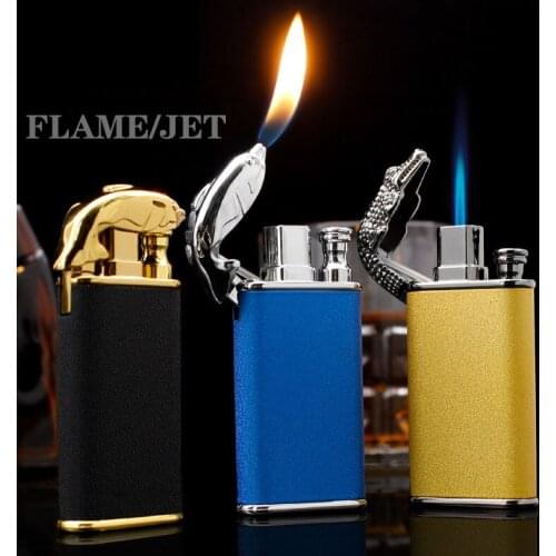 Creative Double-fire Direct Jet/Flame Switch windproof Butane Gas inflatable Cigarettes Accessories.Turbo Torch Cigar Lighter