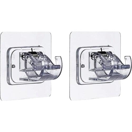 63HA Self Adhesive Curtain Rod Bracket Drapery Hook Holders Fixing Rod Holder 2 Pcs