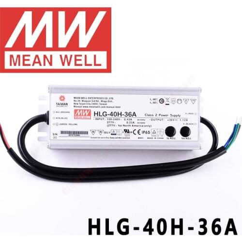 Mean Well HLG-40H-36A for Street/high-bay/greenhouse/parking meanwell 40W Constant Voltage Constant Current LED Driver