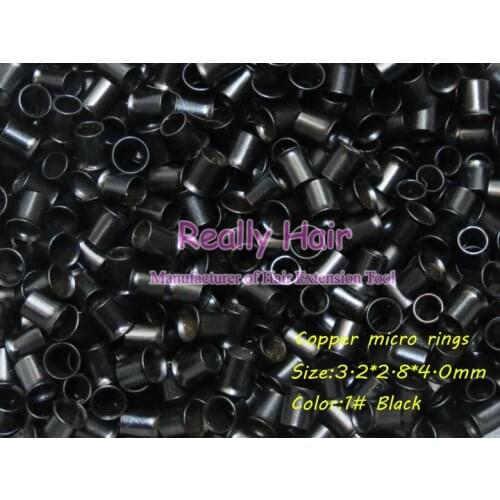 3.2*2.8*4.0mm 1#Black 1000pcs copper flared ring easily locks/copper tube micro link/ring /bead for i tip hair extension