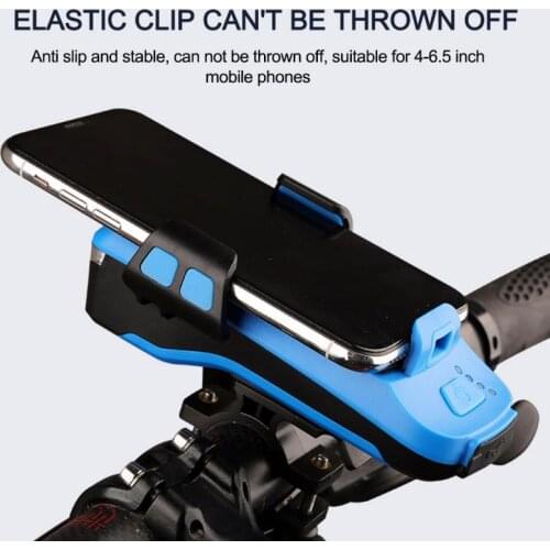 Multi-function Bike4 in 1 Light 2* T6 LED USB Rechargeable Bike Headlight Phone Holder Horn 4000mah Power Bank Bicycle Lamp