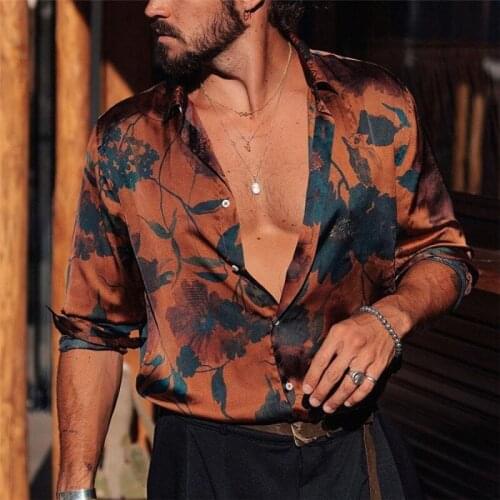 Men Clothing 2021 Summer Mens Short-sleeved Shirt Ethnic Flower Shirt Beach Vacation Leisure Shirt Camisas Para Hombre