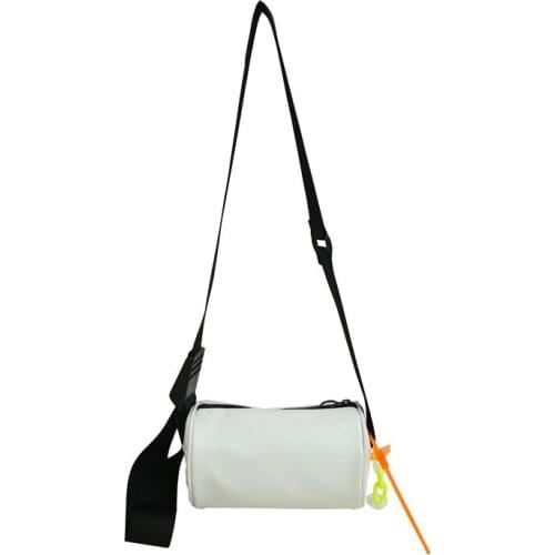 PU Leather Men bag Cylindrical Barrel-shaped mens shoulder bag Fashion Black White mens leather bag Casual Small Men handbag