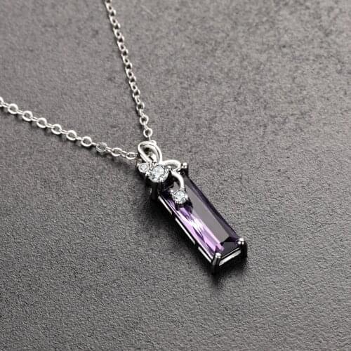Real S925 Sterling Silver 45cm Necklace Pendant Women Lock Chain Purple Natural Amethyst Jewelry Colgante De Pierscionk Jewelry