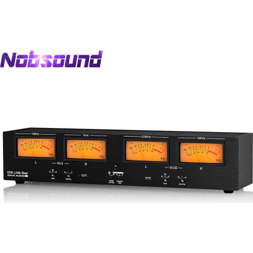 Nobsound Four Analog VU Meter MIC+LINE Sound Level Indicator RCA/XLR Switcher Box Audio Splitter Adapter Stereo Music Spectrum