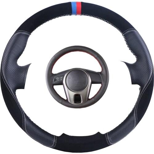 Custom Car Steering Wheel Cover Black For Kia Forte 2009-2014 Soul 2010-2013 Suede Leather Auto Steering Wheel Braid