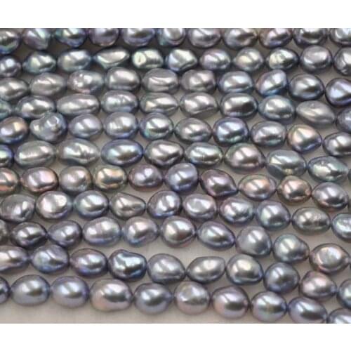 Wholesale 5 strands 10*10-13mm Baroque peacock black cultured pearl