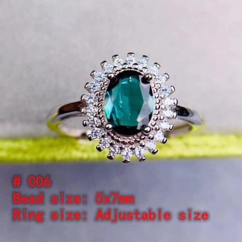 1Pc Natural Tourmaline Ring blue Quartz Crystal Adjustable Ring 925 Silver Girl Gift Jewel Ring Crystal Healing stone