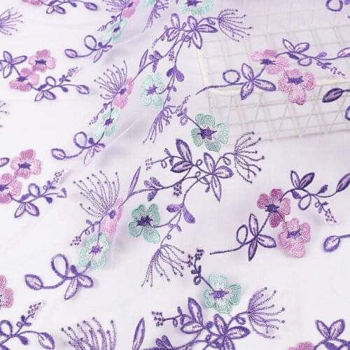 Mesh Three-dimensional Embroidery Flowers Lace Embroidery Fabric For Wedding Dress Clothing Designer Fabric