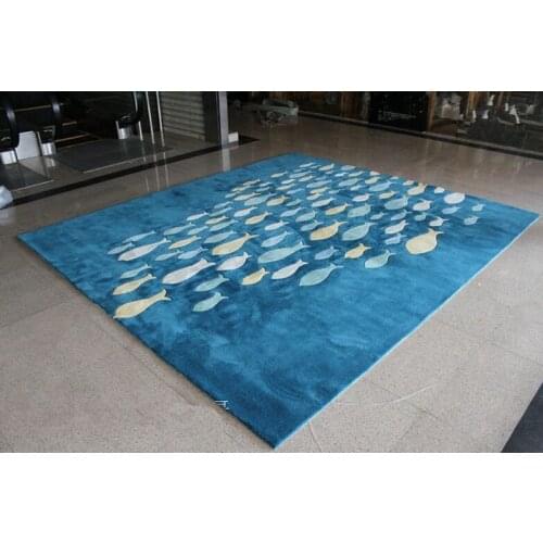Wool carpets Whale Children carpet Handmade custom Fish lattice tapis salon