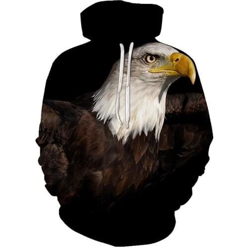 Men Eagle Print Hooded Cool Hoodies Boys Sweatshirt 3D Animal Long Sleeve Animal tops Hip hop Casual Clothes 2021 Spring