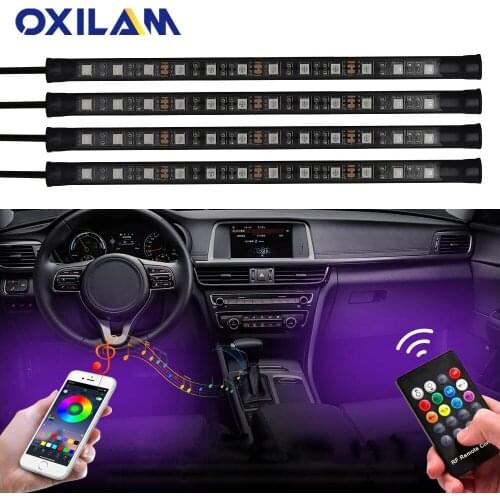 APP Control RGB LED Strip Automobile Atmosphere Lamp Car Decorative Ambient Lights 5050 48SMD Car Interior Light with Remote 12V