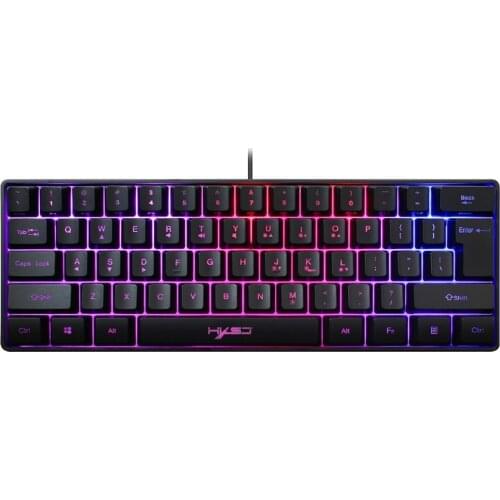 V700 61 Keys USB Wired Gaming Keyboard RGB LED Backlit Keypad for Laptop PC Game