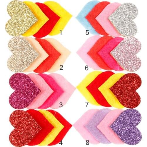 Yundfly 20pcs Fashion Sequin Love Heart Bow Flower for DIY Baby Girls Hair Accessories Kids Headband Holiday Gift