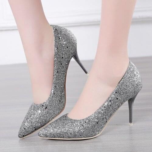 Big Size - ladies high heels women shoes woman pumps Thin with pointed tip, solid color and light mouth