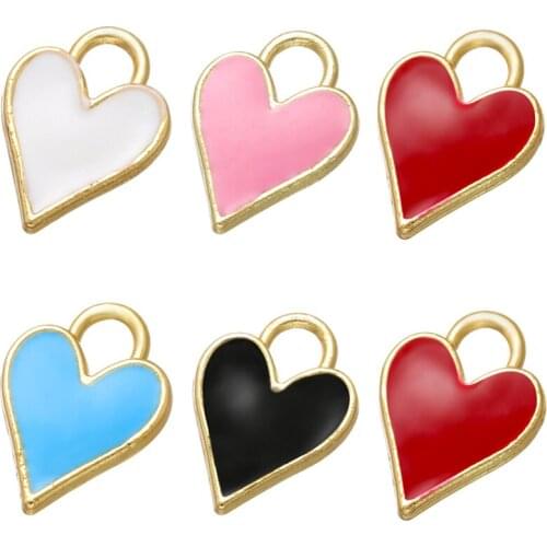 ZHUKOU 9x12.5mm Simplicity Mini heart charms for women DIY earrings necklace jewelry accessories making findings model:VD722
