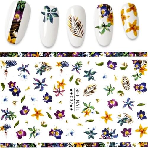 1pcs Leaf Flower 3D Nail Art Stickers Face Transfer Stickers for Nails Self-adhensive Decals Tips Decoration Paper
