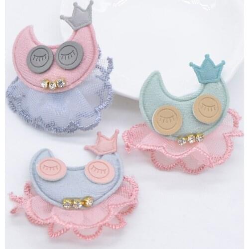 10Pcs Big Eyes Moon Mesh Skirt for DIY Baby Clothes Hat Patch Socks Gloves Decor Fabric Sewing Headwear Applique Accessories L93