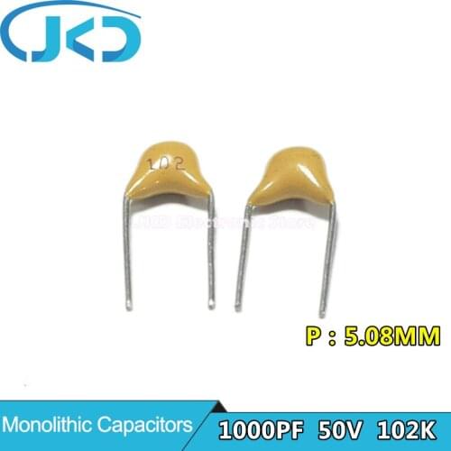 100Pcs 50V 1000PF 102 1NF 0.001UF Monolithic Ceramic Capacitor