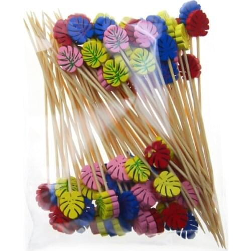 100pcs 12cm Disposable Bamboo Fork Buffet Fruit Desserts Pick Skewer Food Cocktail Sandwich Stick