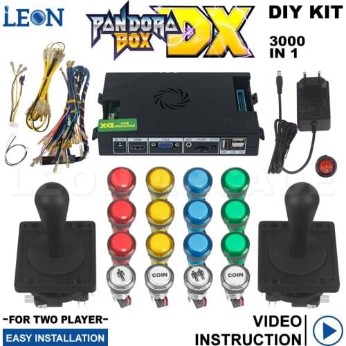 2 Player Pandora Box DX Arcade Cabinet Diy Kit Arcade Joystick Led Illuminated Push Button RGB Box Arcade Joystick Kit Bartop