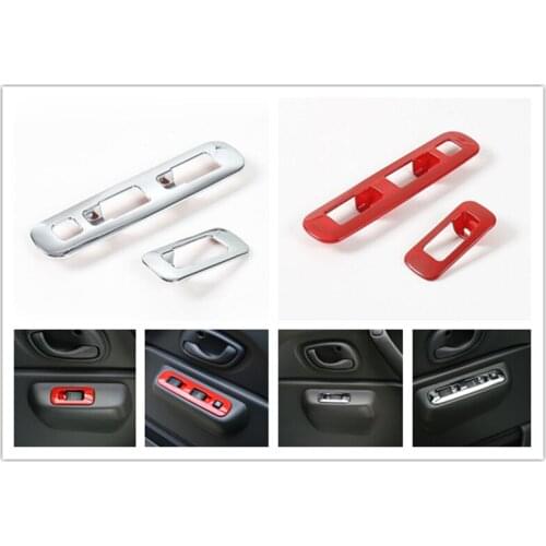 2pcs/Set Newest ABS Chromed Car Window Lift Button Decoration Stickers For Suzuki Jimny 07 up Accessories Free Shipping