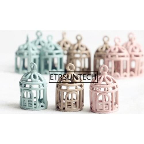 200pcs Retro Wrought Bird Cage Decorative Plastic Bird Cage Large Golden Wedding Gardening Decor Bird Cages