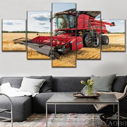 5D full round Diamond Embroidery Living Room Decor 5pcs/set Wheat Field Vehicles Tractor Square Diamond Painting Cross Stitch