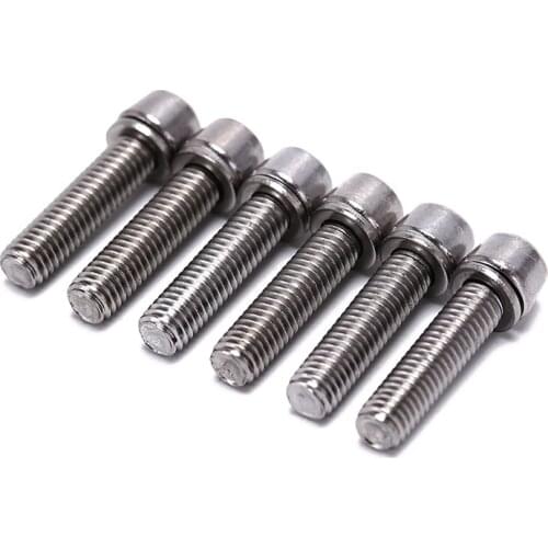 6PCS Bicycle Headset Stem Cap Screw Ultralight Stainless Bicycle Seat Disc Bolt Mountain Bike Road Bike Riser Screw M5 * 20mm