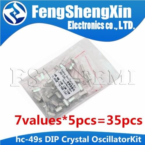 7values X5pcs=35pcs HC-49S quartz crystal unit Kit 3*8 32.768M 6M 8M 10M 12M 11.0592M 16M crystal oscillator
