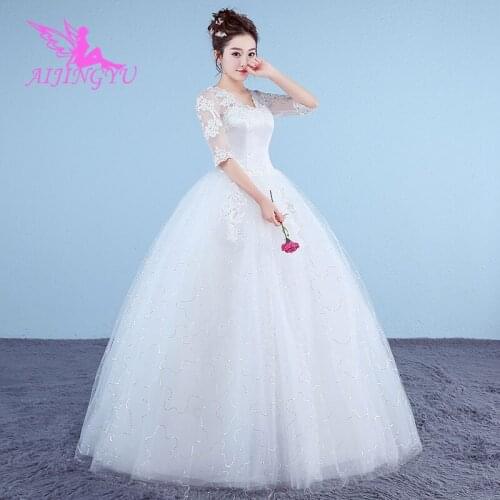 AIJINGYU 2021 V-neck Customized new hot selling cheap ball gown lace up back formal bride dresses wedding dress WK189