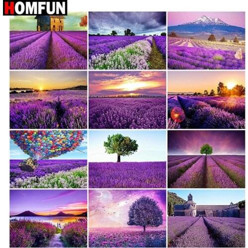HOMFUN Full Square/Round Drill 5D DIY Diamond Painting "Lavendel Bloemen" Embroidery Cross Stitch 5D Home Decor Gift